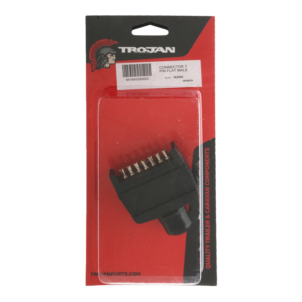 Trojan 7 Pin Flat Plug for Trailer Lights - Male