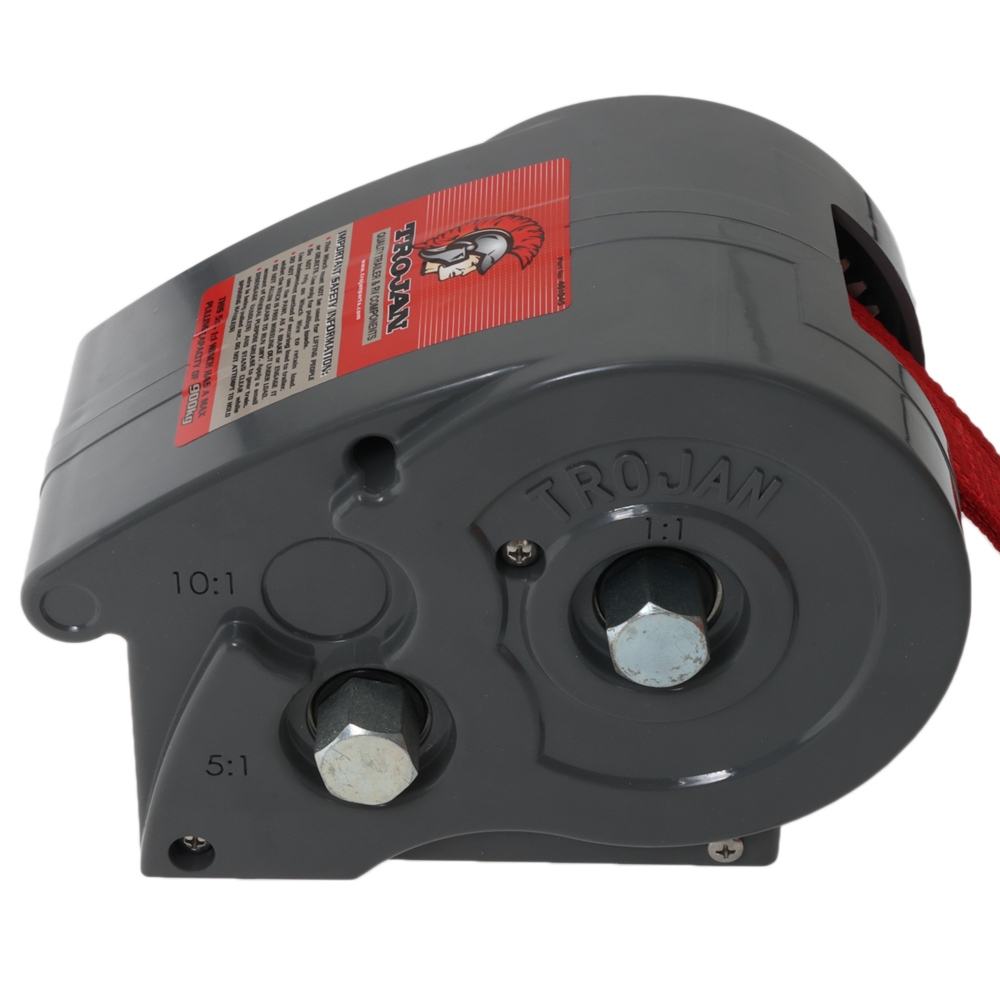 Trojan Enclosed Manual Trailer Winch with Plastic Cover 900kg