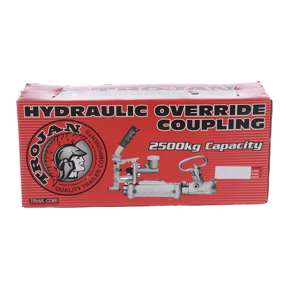 Trojan Braked Snap Lock Override Hydraulic Trailer Coupling 2500kg 3/4 Cylinder 50mm