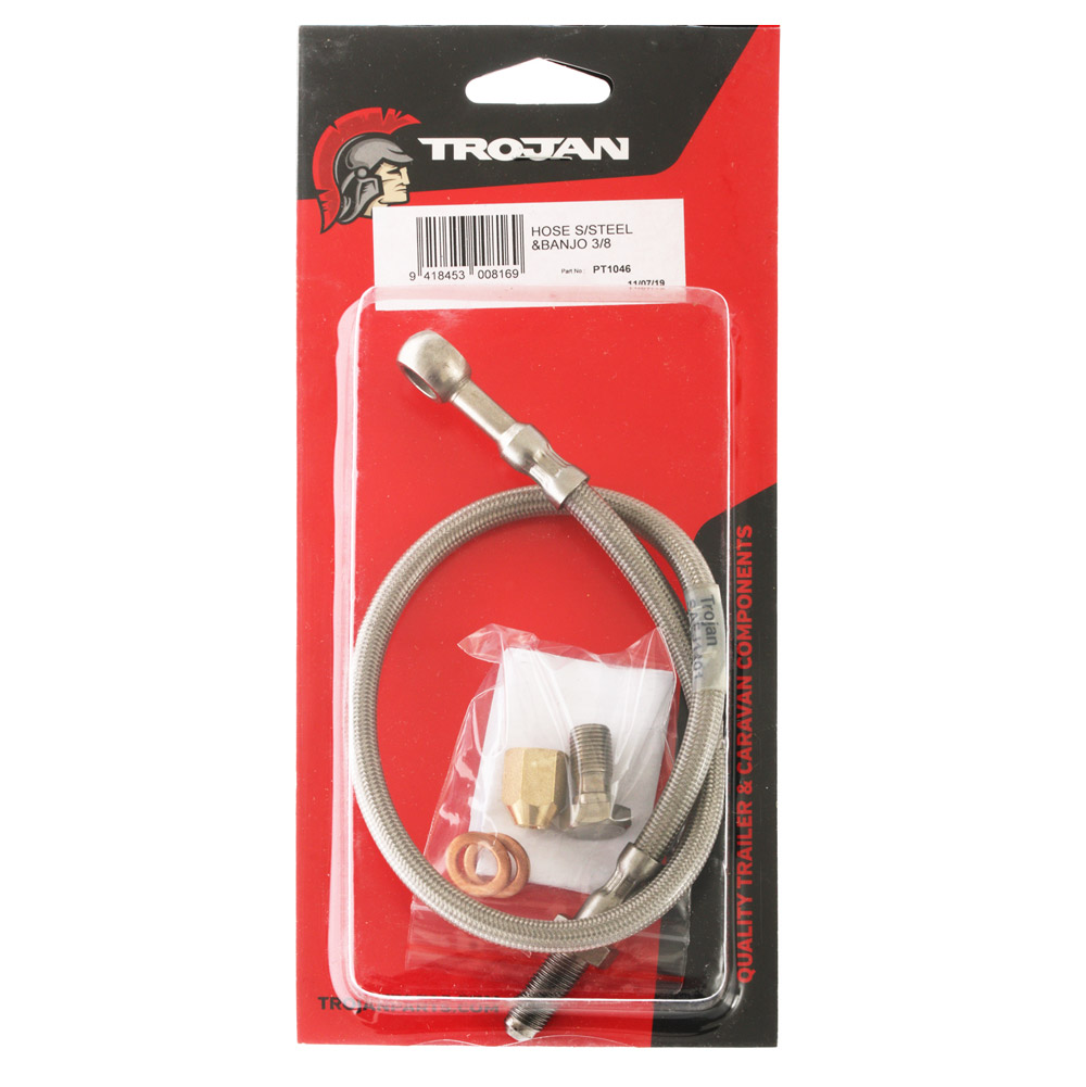 Trojan Stainless Braided Brake Hose 3/8in Banjo