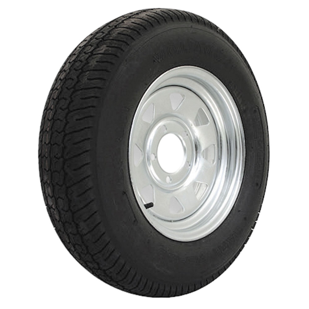 Trojan Galvanised 5 Stud 4.5in PCD Trailer Wheel Rim with 185x14in Tyre 8 Ply