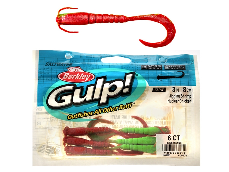 Berkley Gulp Jigging Shrimp Soft Bait 8cm Qty 6 Nuclear Chicken