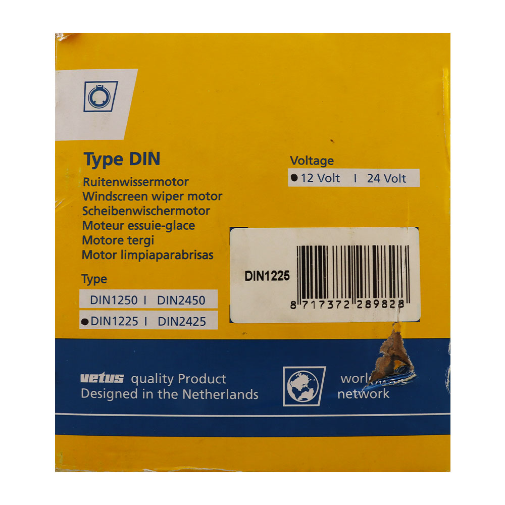 VETUS 2-Speed Wiper Motor 12V 25mm Spindle with DIN Tapered End