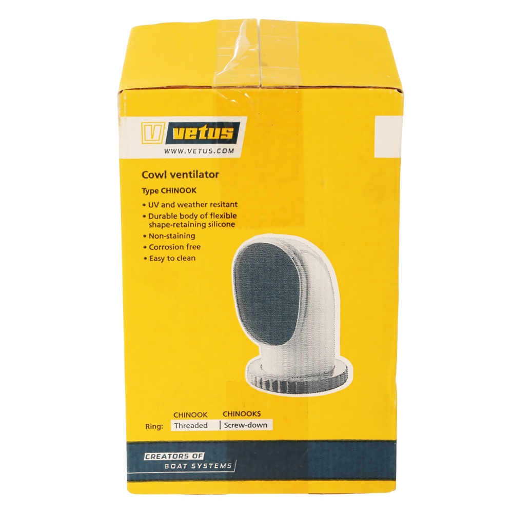 VETUS Chinook Silicone Cowl Ventilator with Plastic Deck Ring and Nut 100mm
