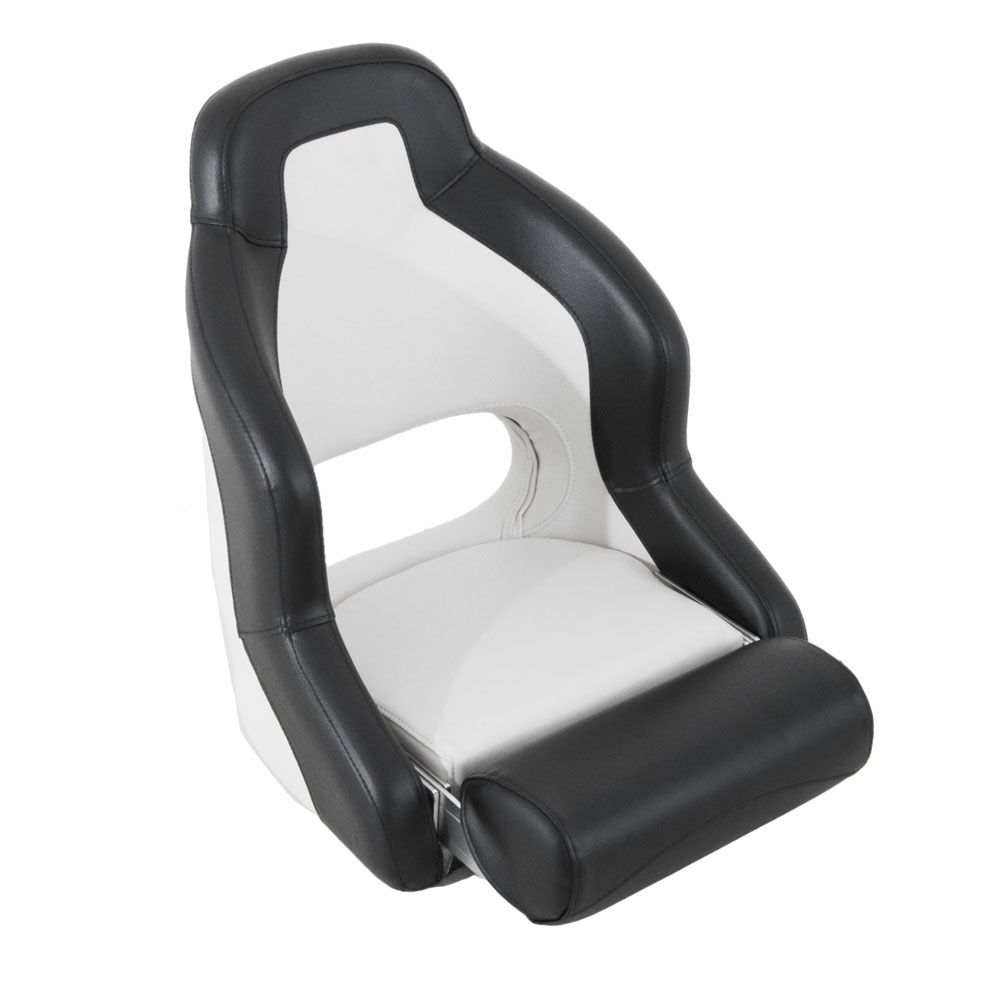 V-Quipment Pilot Sports Helm Seat with Flip Up Squab Black/White