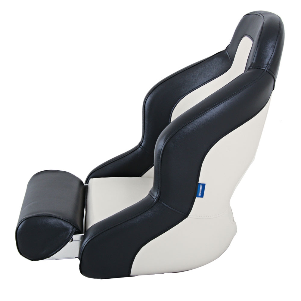 V-Quipment Pilot Sports Helm Seat with Flip Up Squab Black/White