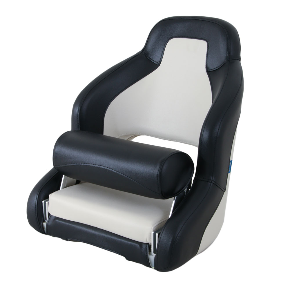 V-Quipment Pilot Sports Helm Seat with Flip Up Squab Black/White