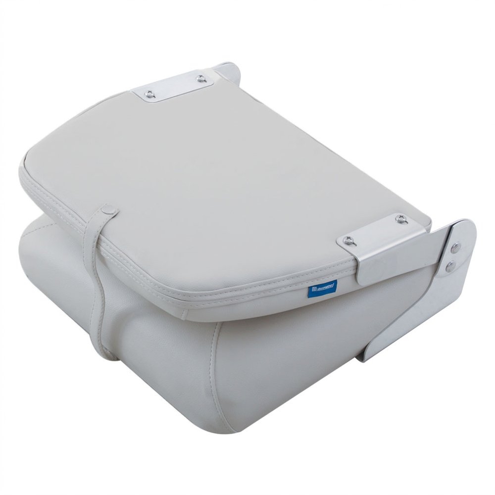 V-Quipment First Mate Deluxe Folding Seat Light Grey with Dark Blue Seams