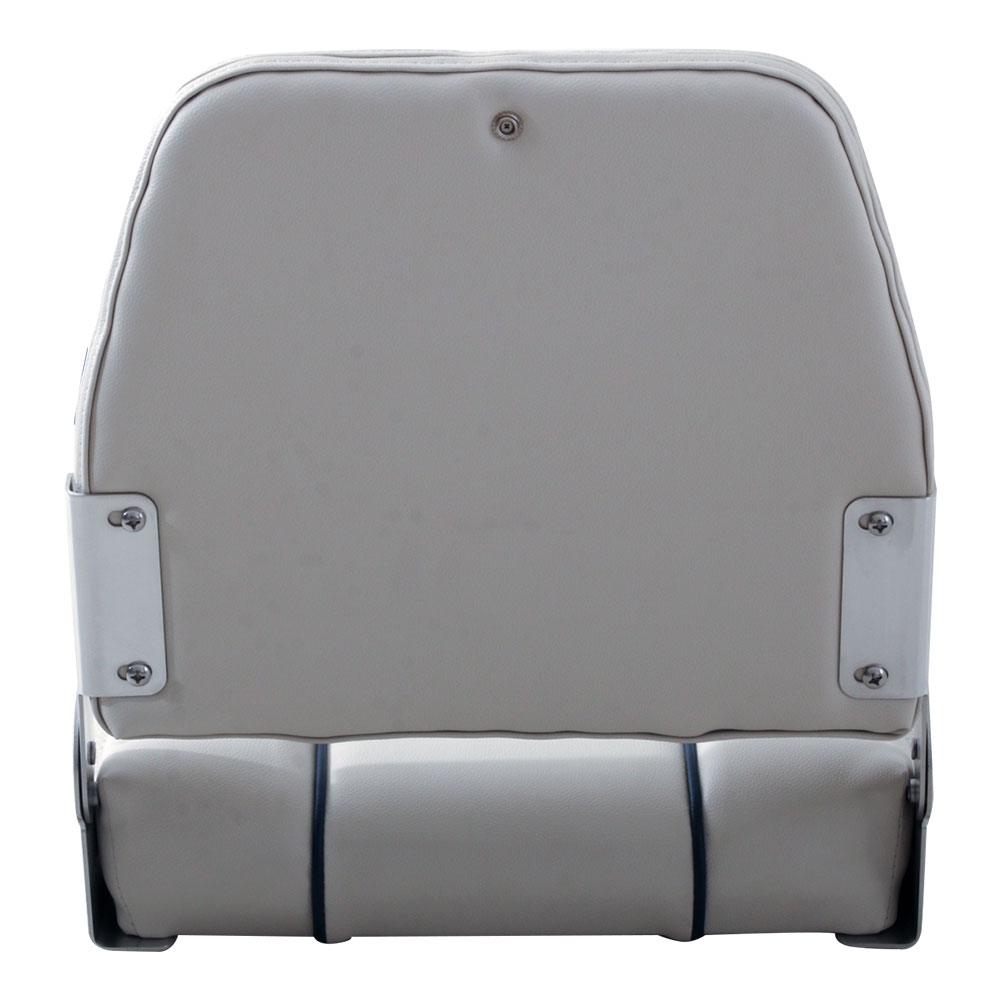 V-Quipment First Mate Deluxe Folding Seat White with Dark Blue Seams