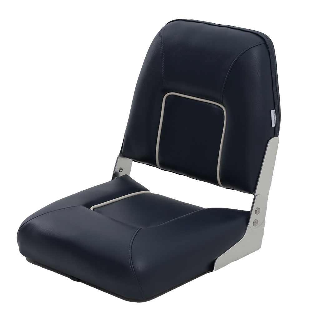 V-Quipment First Mate Deluxe Folding Seat Dark Blue with White Seams