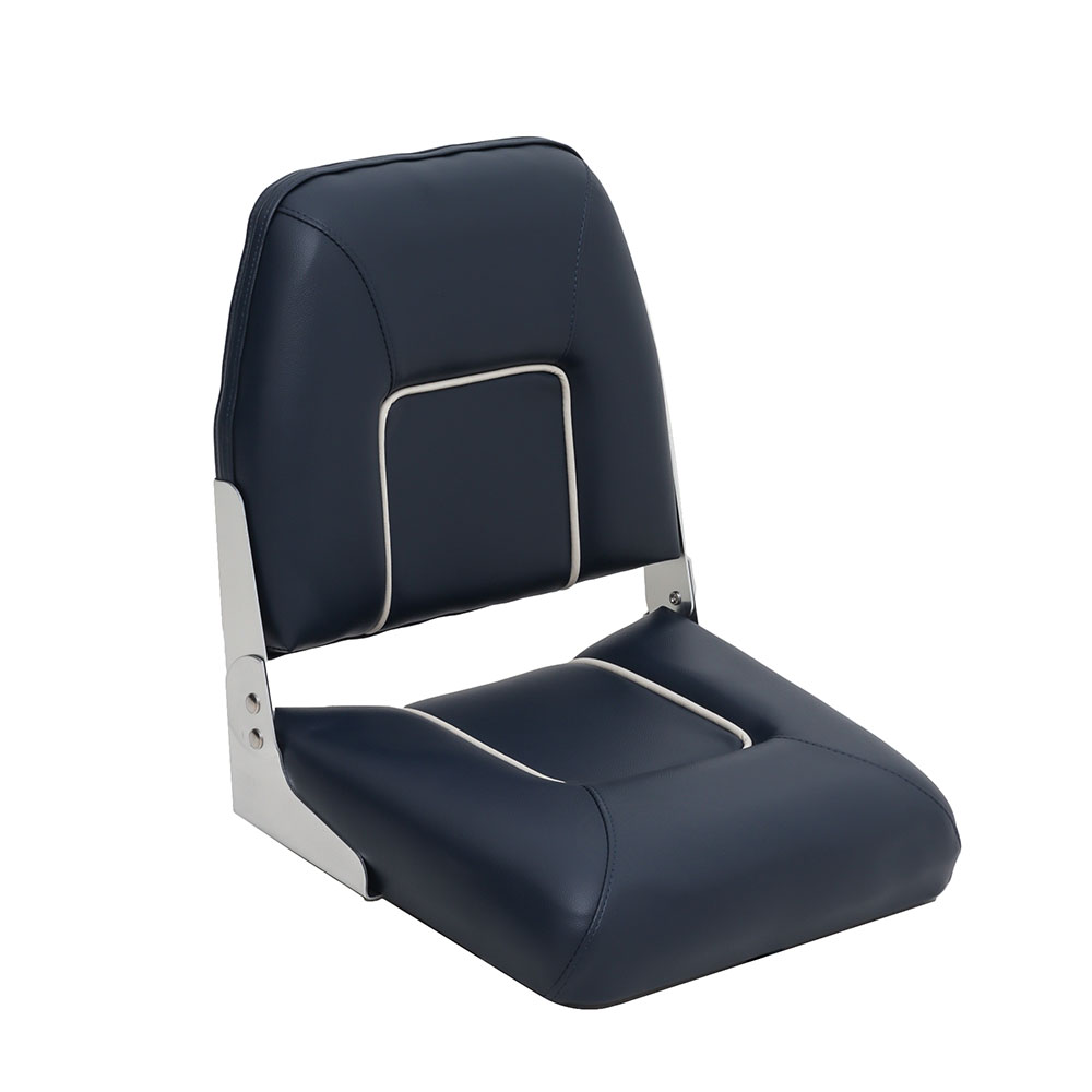 V-Quipment First Mate Deluxe Folding Seat Dark Blue with White Seams