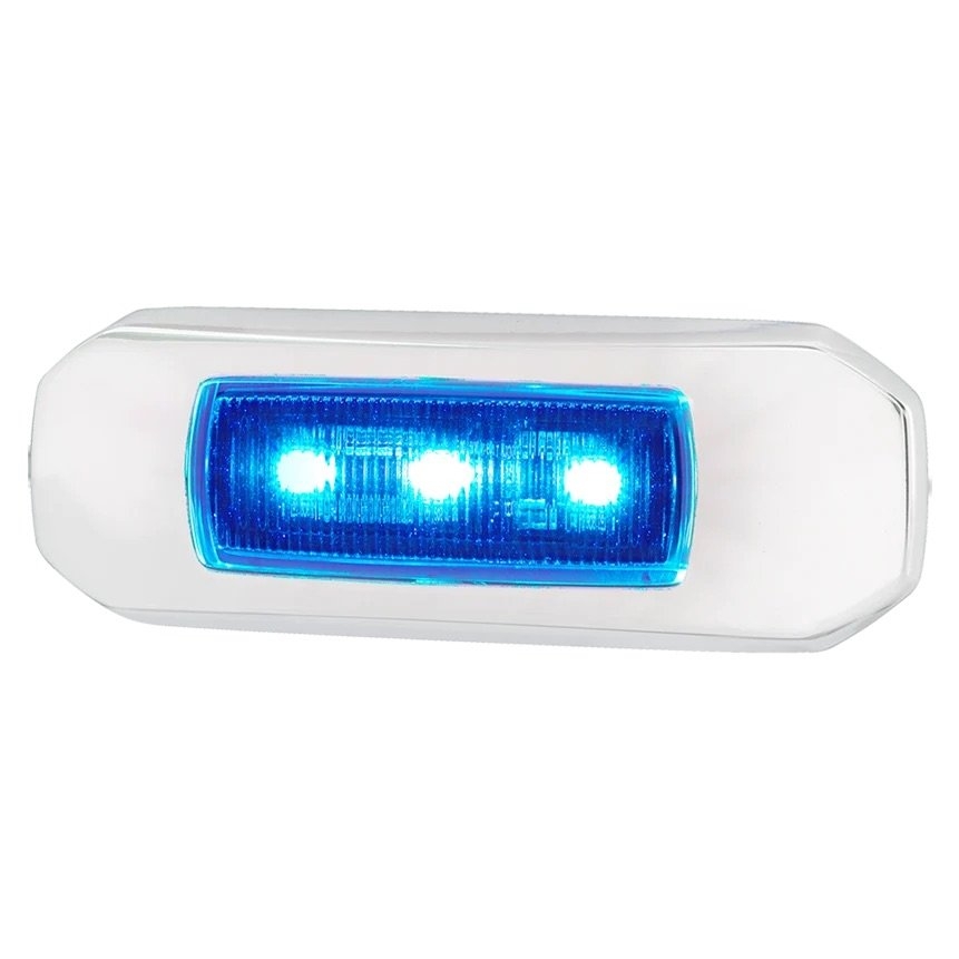 Narva Model 68 LED Courtesy Lamp White Bezel Blue/White Light 9-33V