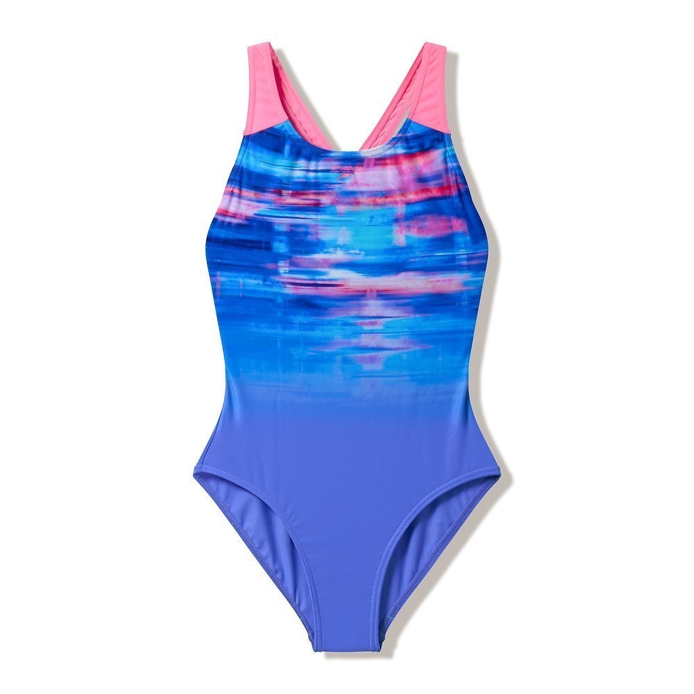 Speedo Engineered Print Splashback Junior Girls One Piece Swimwear