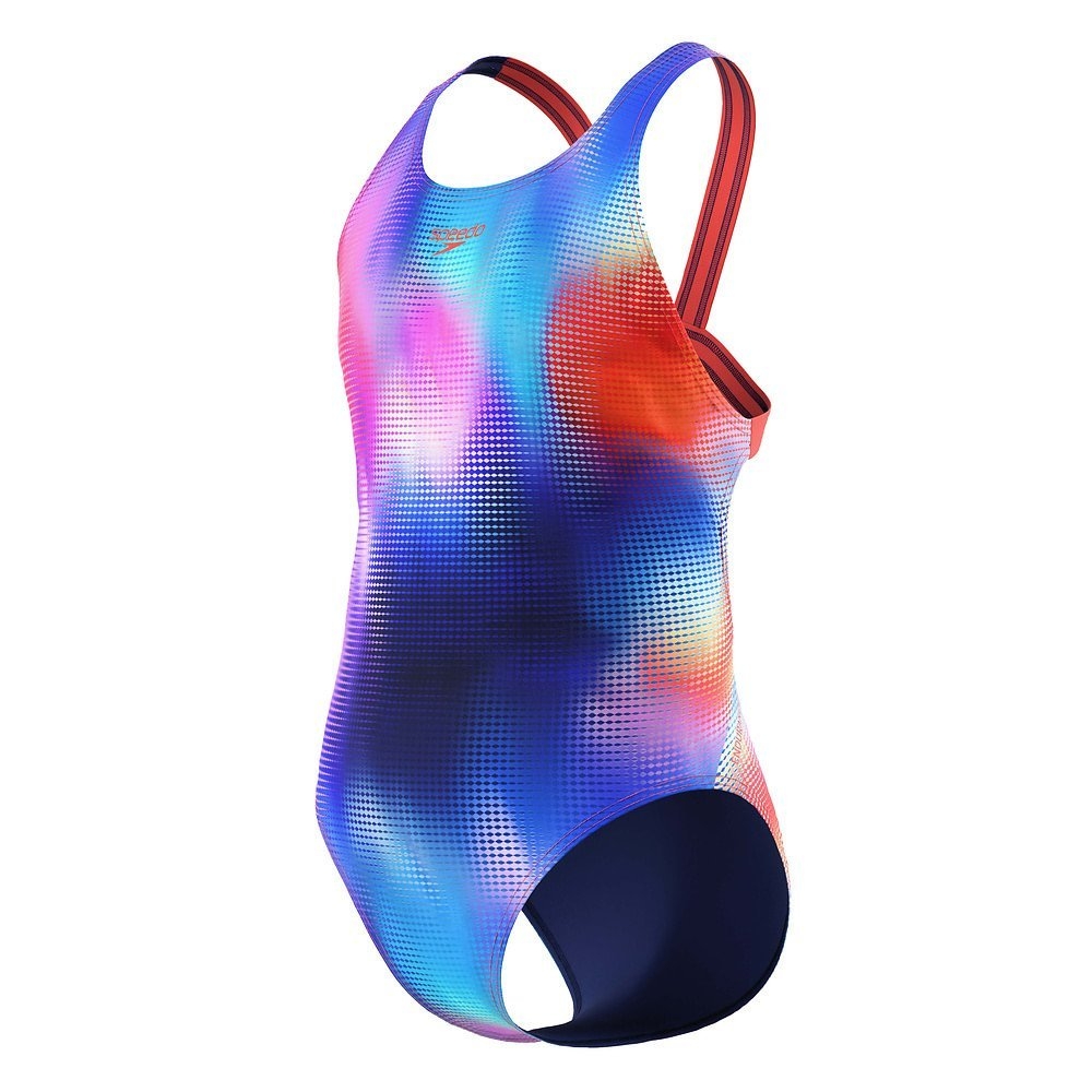 Speedo All Over Print Leaderback Junior Girls One Piece Swimsuit