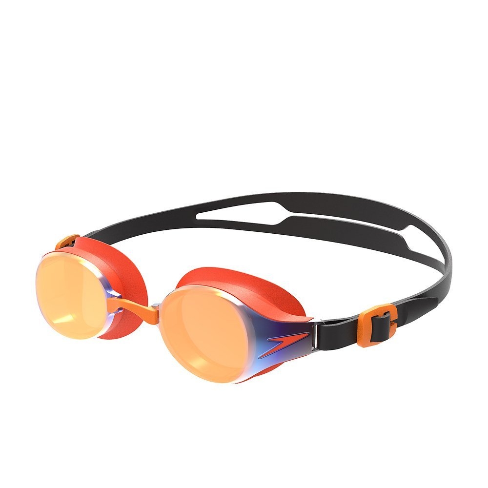 Speedo Hydropure Mirror Junior Swimming Goggles Black/Mango/Gold