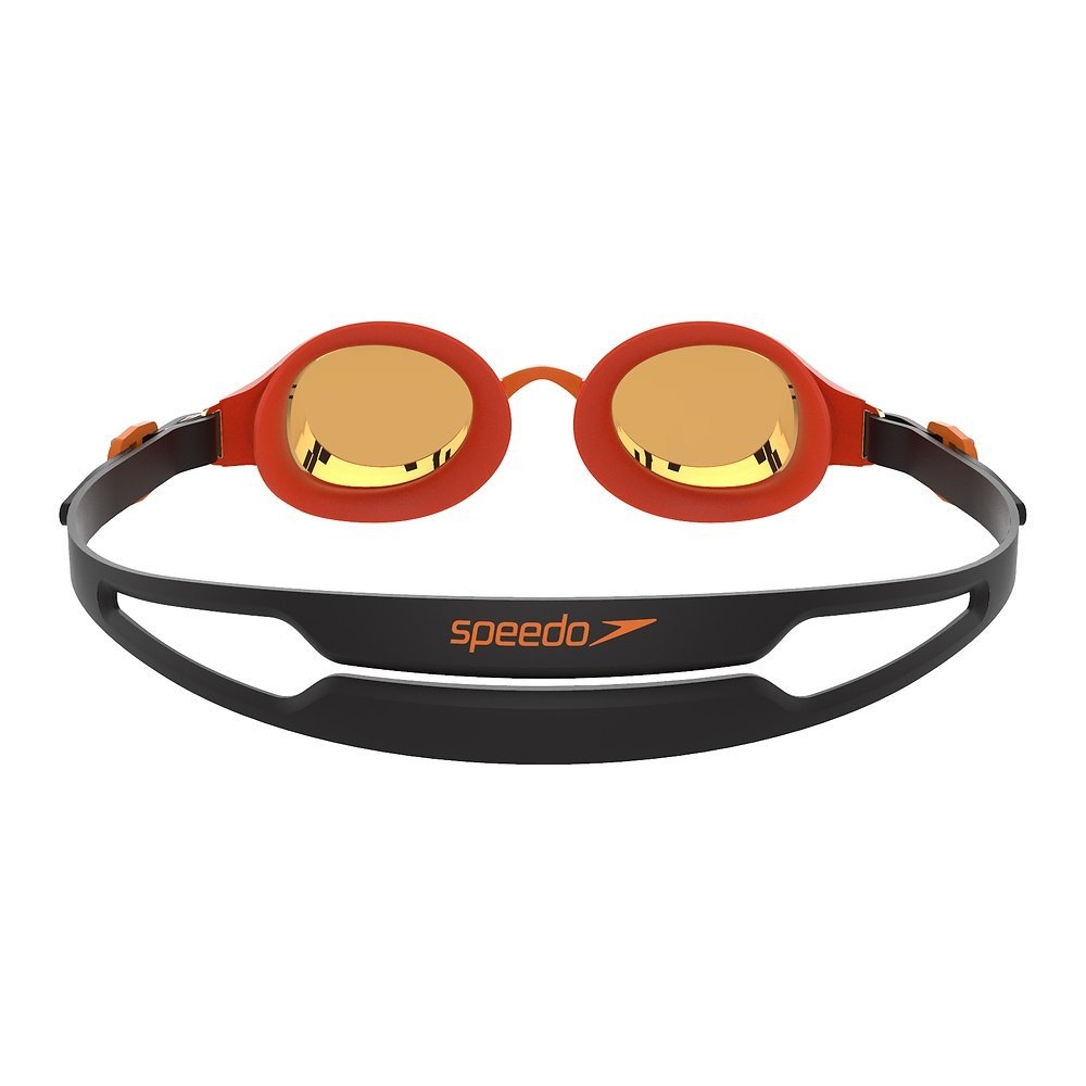 Speedo Hydropure Mirror Junior Swimming Goggles Black/Mango/Gold