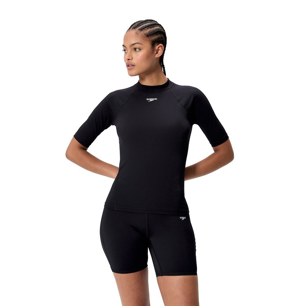 Speedo Classic Logo UPF40+ Womens Short Sleeve Rash Top