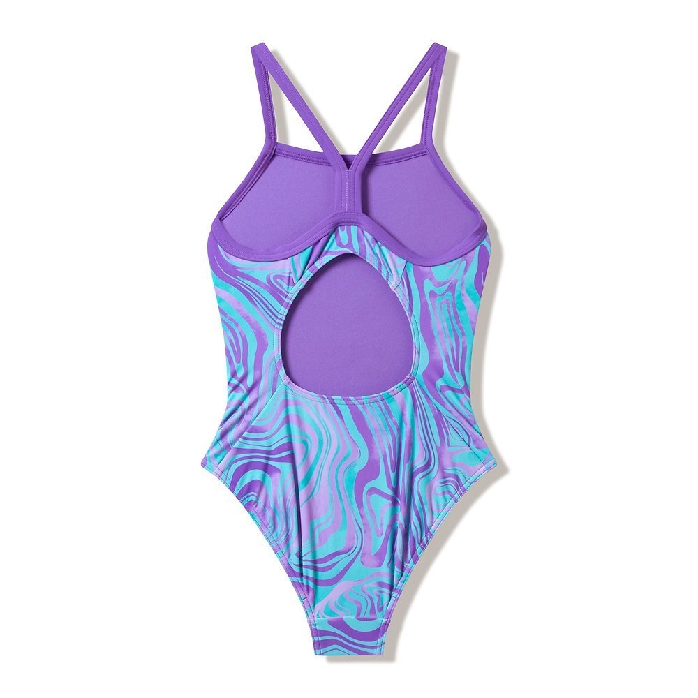 Speedo Print Thinstrap Junior Girls One Piece Swimsuit