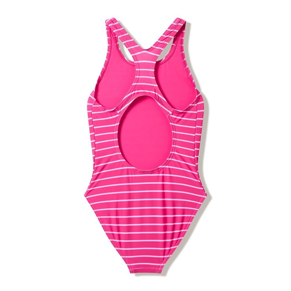 Speedo Stripe Print Medalist Junior Girls One Piece Swimsuit