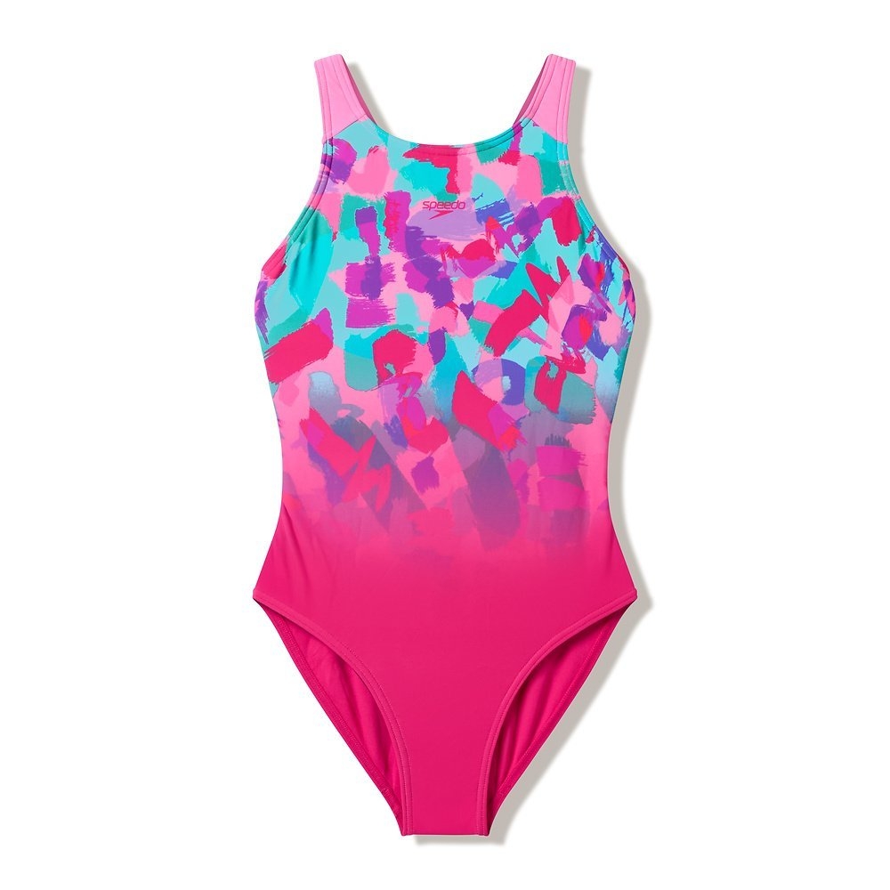 Speedo Print Pulseback Junior Girls One Piece Swimsuit