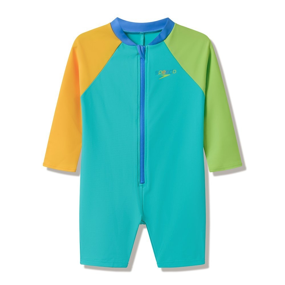 Speedo Colourblock Zip UPF40+ Long Sleeve Toddler Girls One Piece Swimsuit