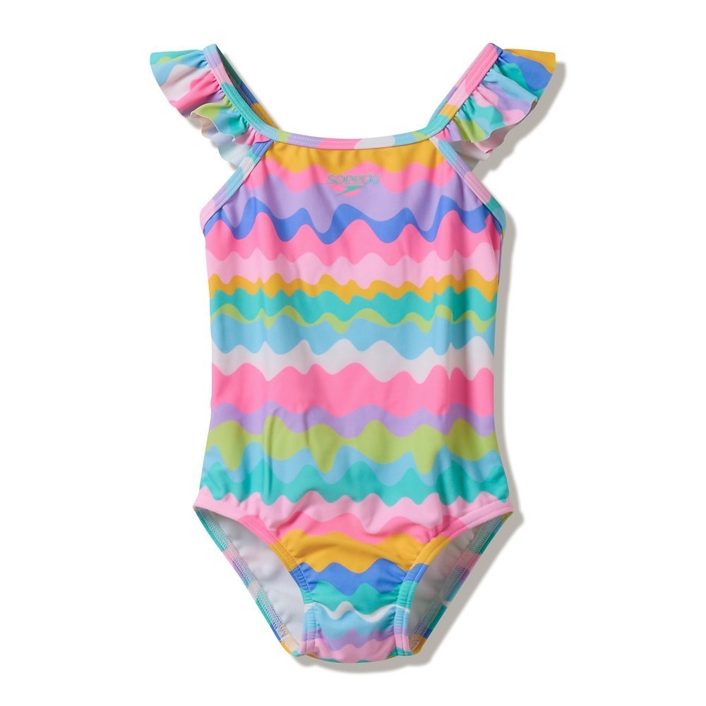 Speedo Print Frill Thinstrap Toddler Girls One Piece Swimsuit