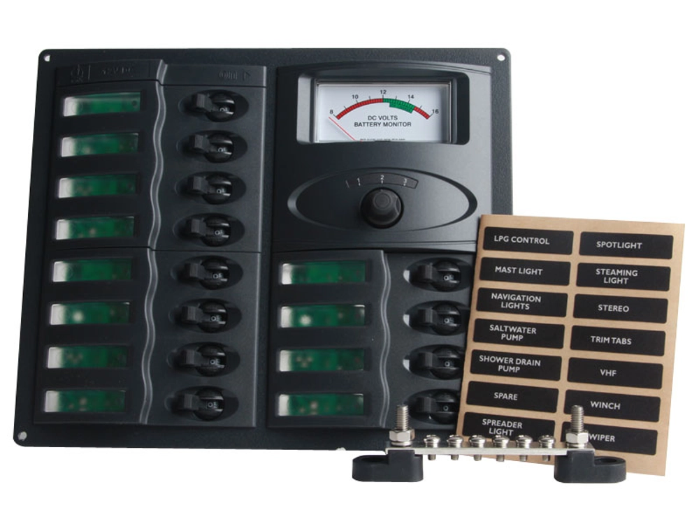 BEP 902-AM Marine 12-Way Circuit Breaker Switch Panel BEP 902-AM Marine 12-Way Circuit Breaker Switch Panel