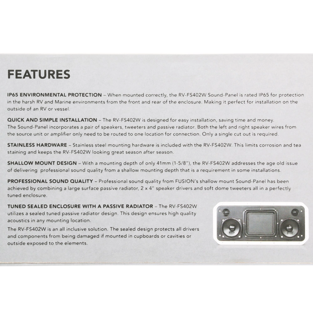 Fusion Sound-Panel All-in-One Shallow Mount Speaker System White Fusion Sound-Panel All-in-One Shallow Mount Speaker System White