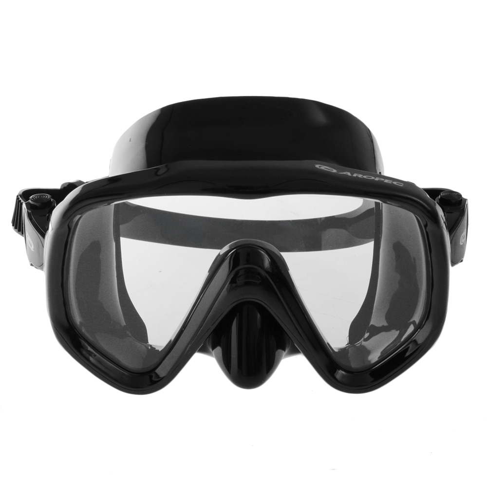 Aropec Big Vision Double Silicone Adult Dive Mask Black