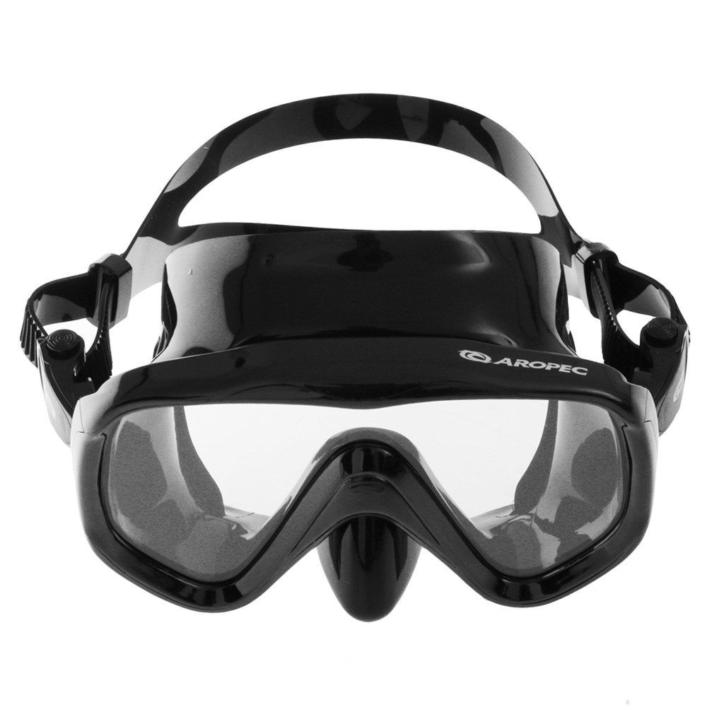 Aropec Big Vision Double Silicone Adult Dive Mask Black