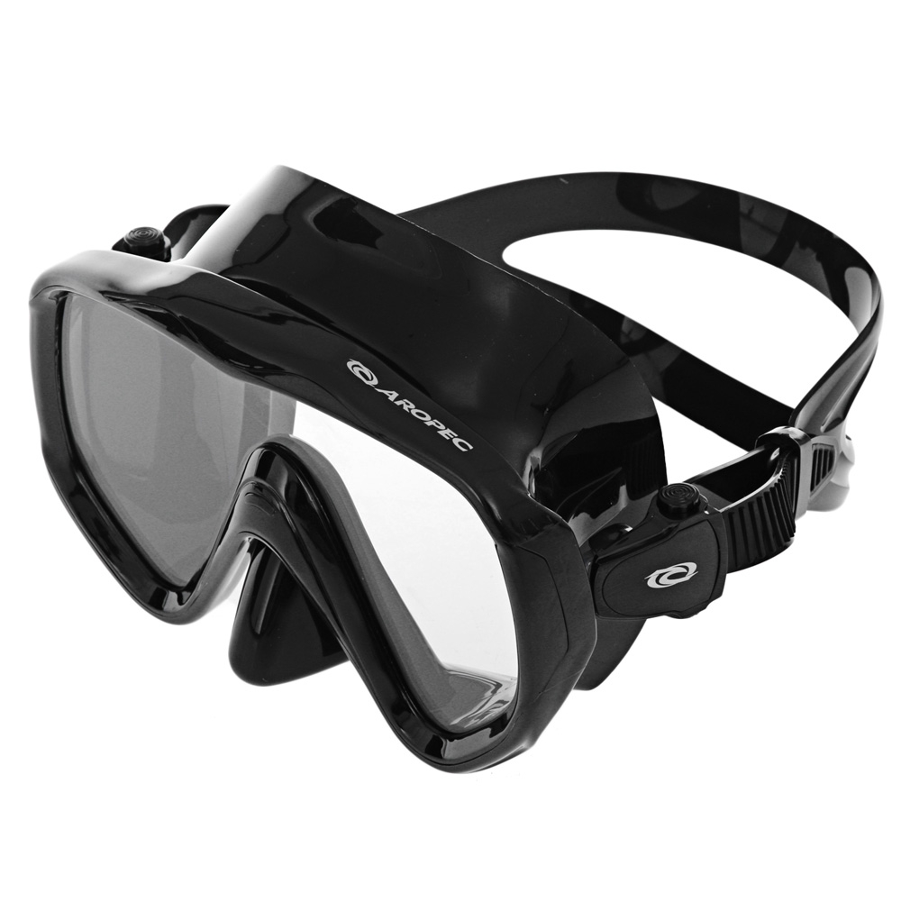 Aropec Big Vision Double Silicone Adult Dive Mask Black