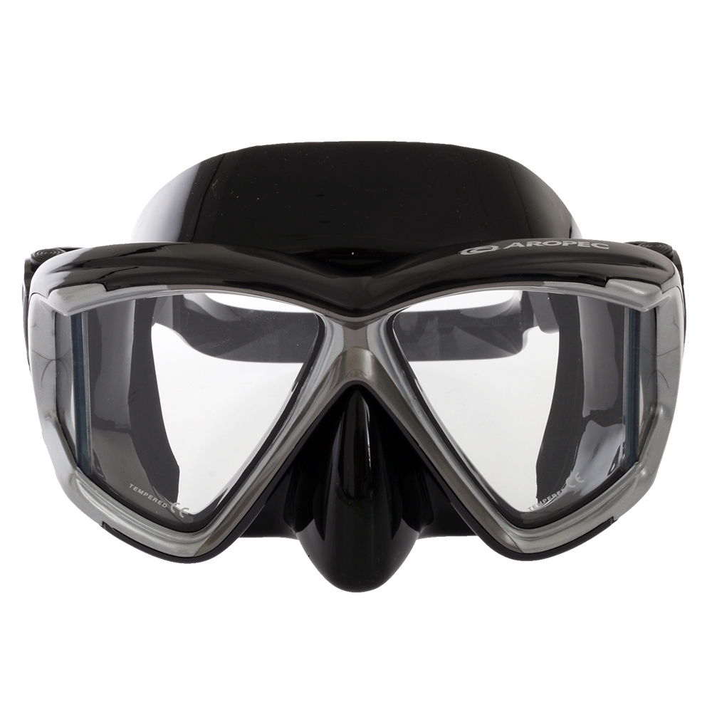 Aropec Admiral Panoramic Vision Dive Mask Black Silver