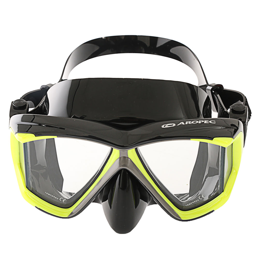 Aropec Admiral Panoramic Vision Dive Mask Black Neon Yellow