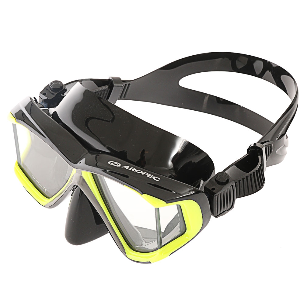 Aropec Admiral Panoramic Vision Dive Mask Black Neon Yellow