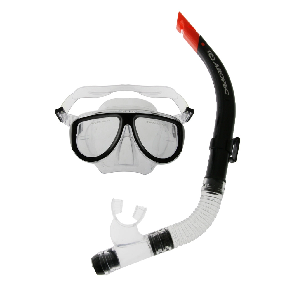 Aropec Adult Dive Mask and Snorkel Set Black Aropec Adult Dive Mask and Snorkel Set Black