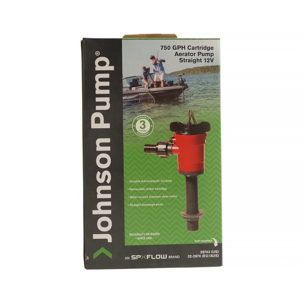 Johnson Straight Cartridge Livewell Live Bait Tank Aerator 12V 750 GPH