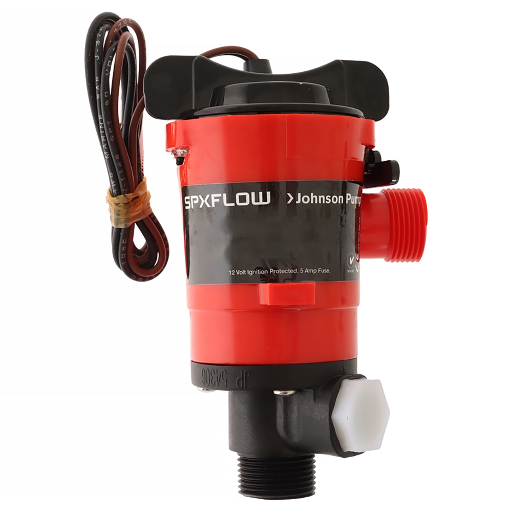 Johnson Twin Port Livewell Live Bait Tank Pump with Washdown Port 550 GPH