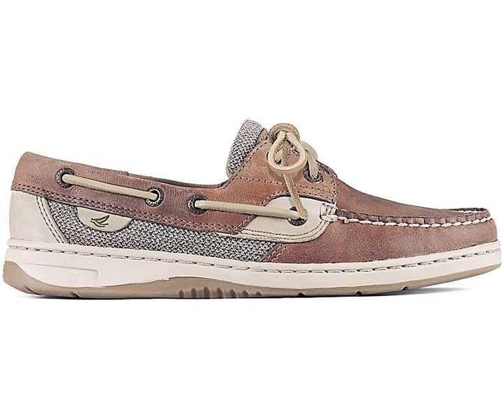 Sperry Womens Bluefish 2-Eye Boat Shoes Linen Oat US5