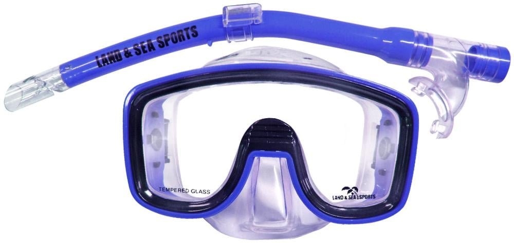 Land & Sea Sports Seahorse Silicone Junior Snorkel Set Blue