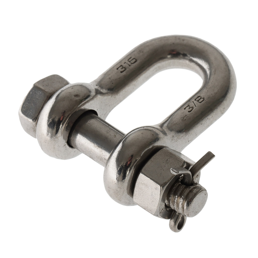 AISI 316 Stainless Steel D Shackle with Removable Pin 3/8in 9mm