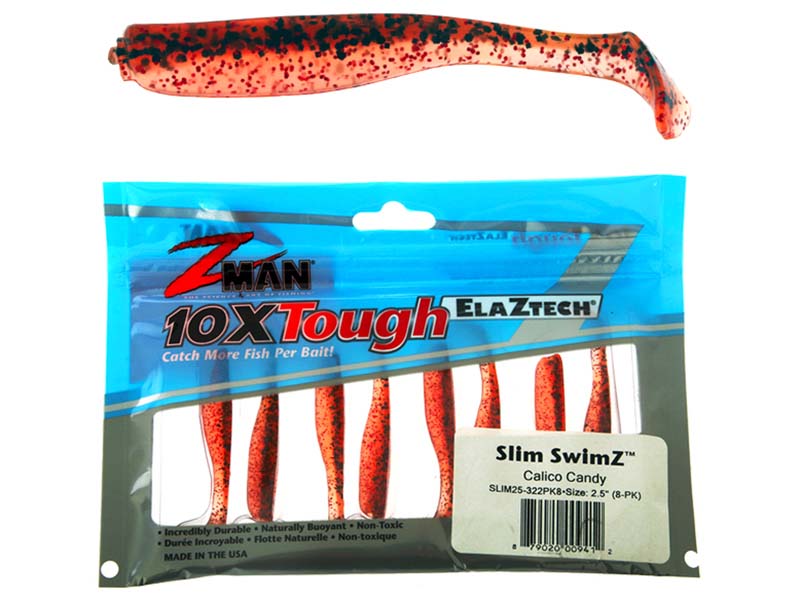 Z-Man Slim SwimZ Micro Soft Bait 6.35cm Qty 8 Calico Candy