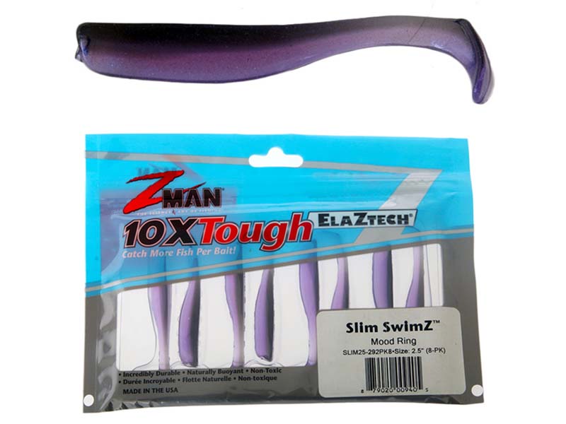 Z-Man Slim SwimZ Micro Soft Bait 6.35cm Qty 8 Mood Ring