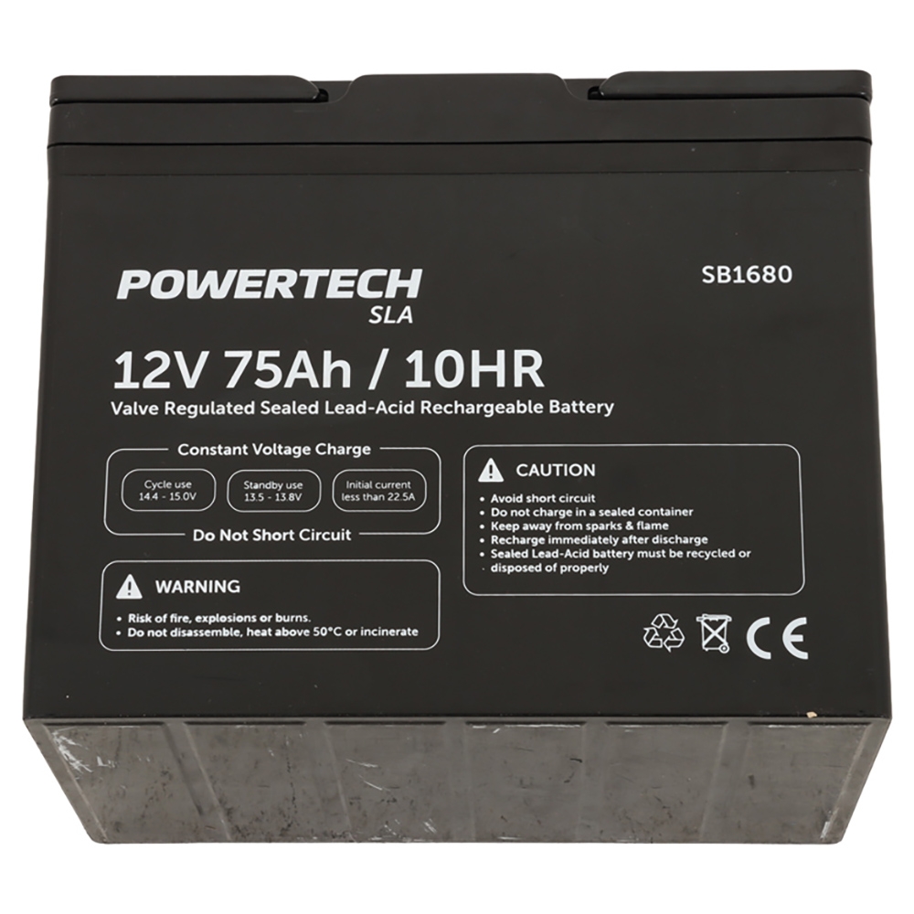 Powertech Deep Cycle AGM Rechargeable Battery 12V 75Ah