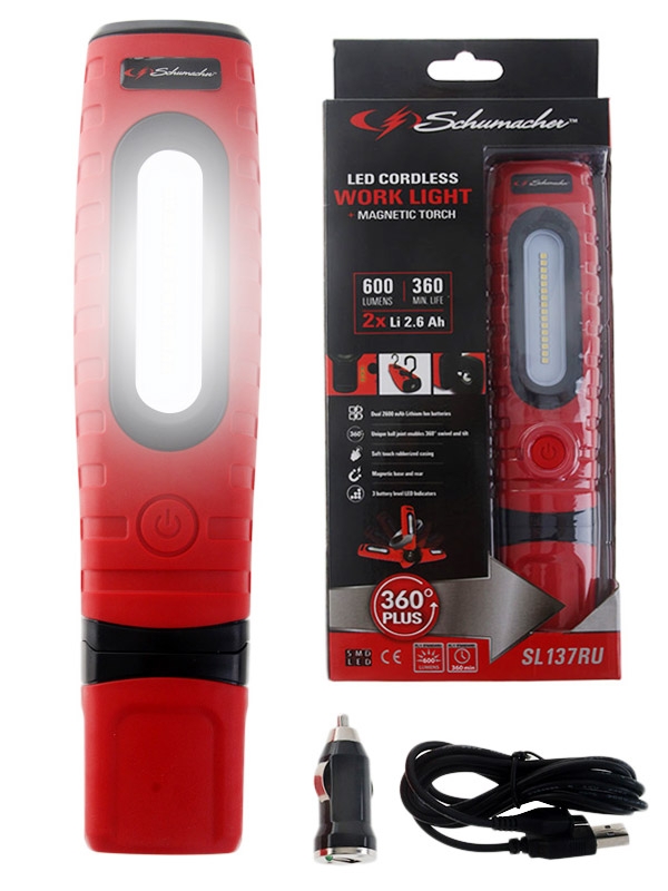 Schumacher SL137RU Cordless Rechargeable LED Work Light  600 Lumens