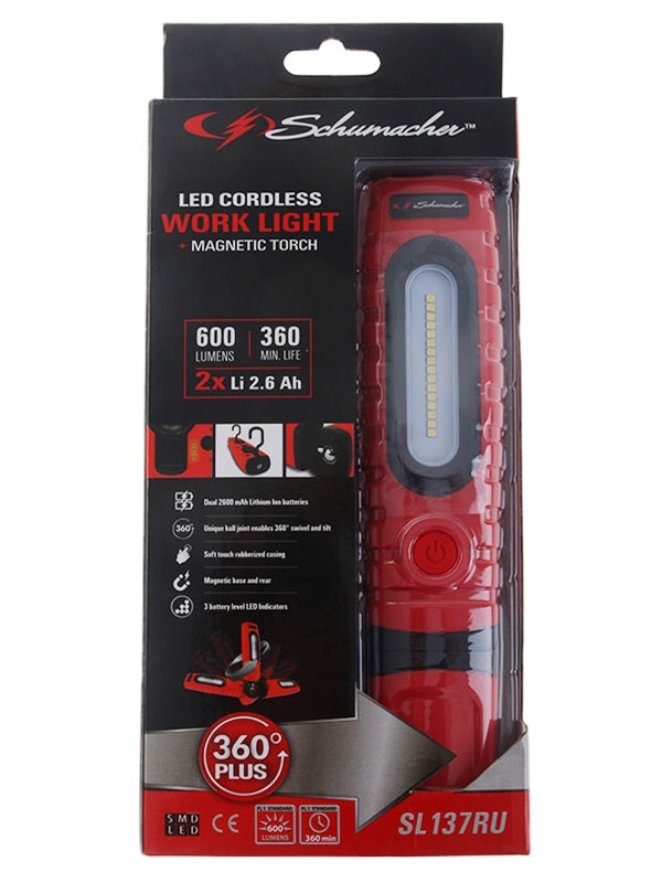 Schumacher SL137RU Cordless Rechargeable LED Work Light  600 Lumens