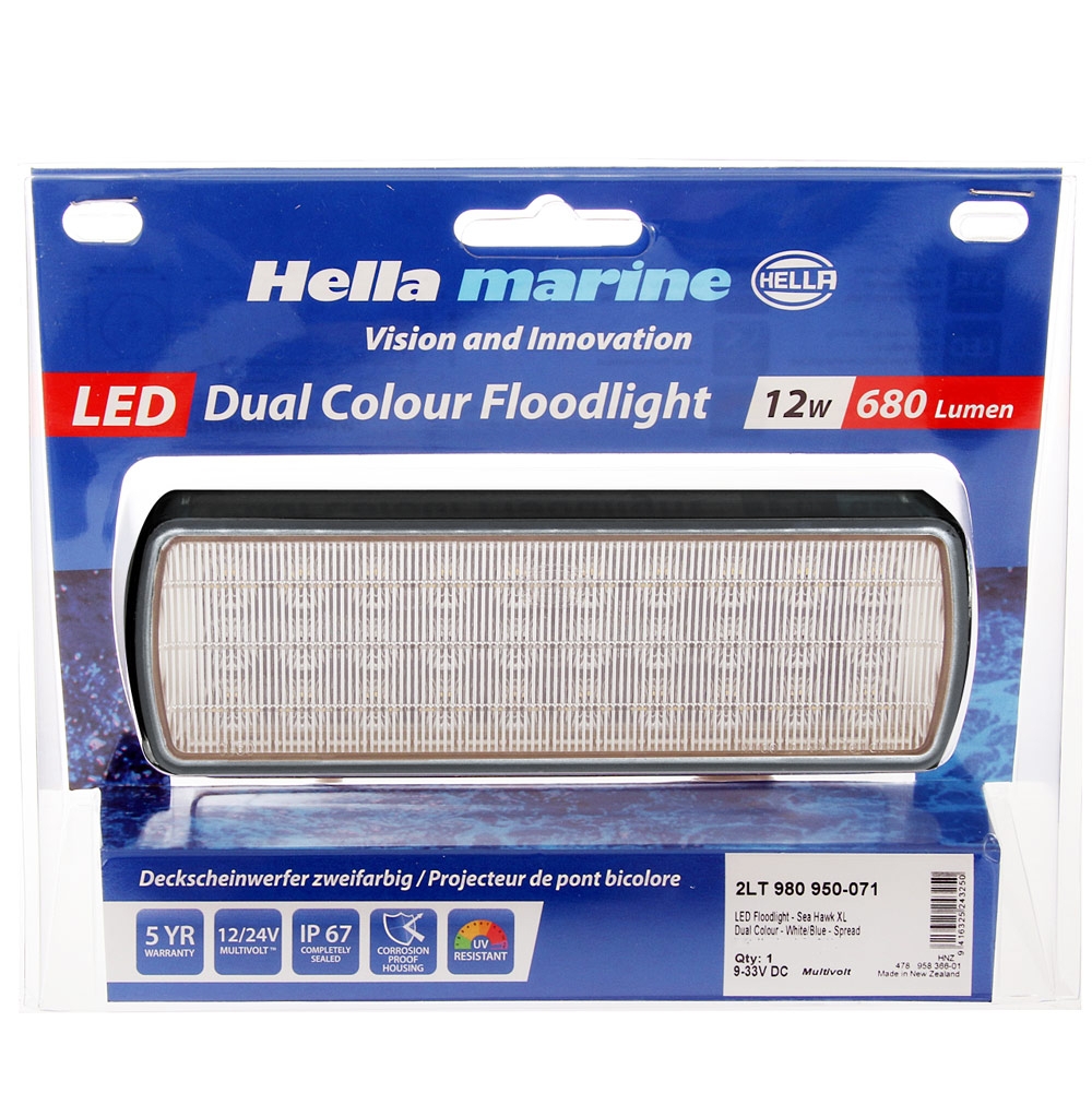 Hella Marine Sea Hawk-XL Dual Colour LED Floodlight Blue