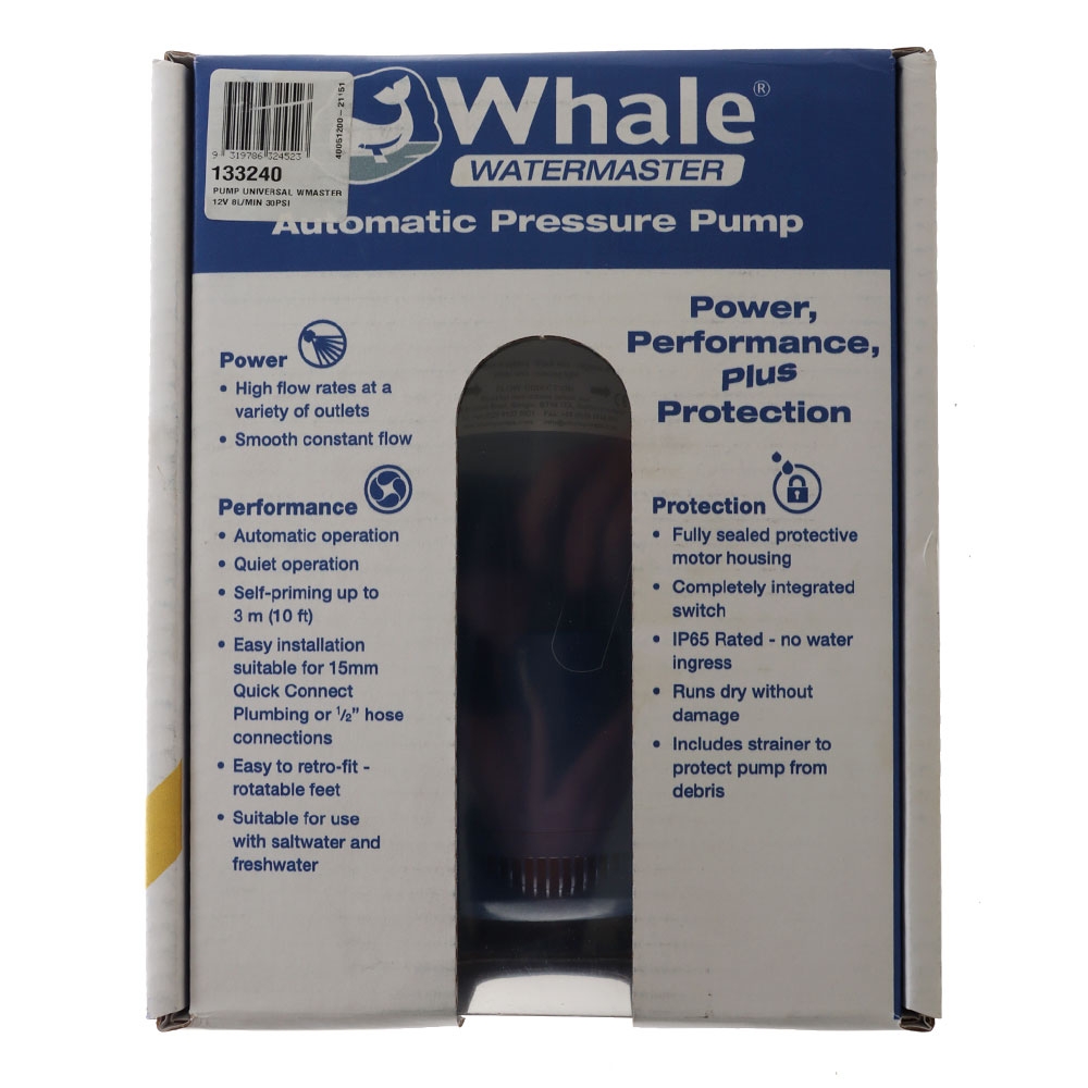 Whale Watermaster Automatic Pressure Pump 8LPM 30PSI 12V
