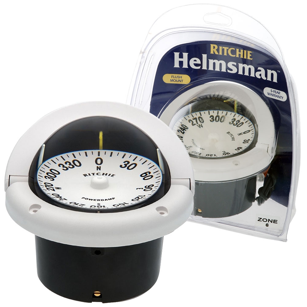 Ritchie Helmsman HF-742W PowerDamp Flush Mount Compass White