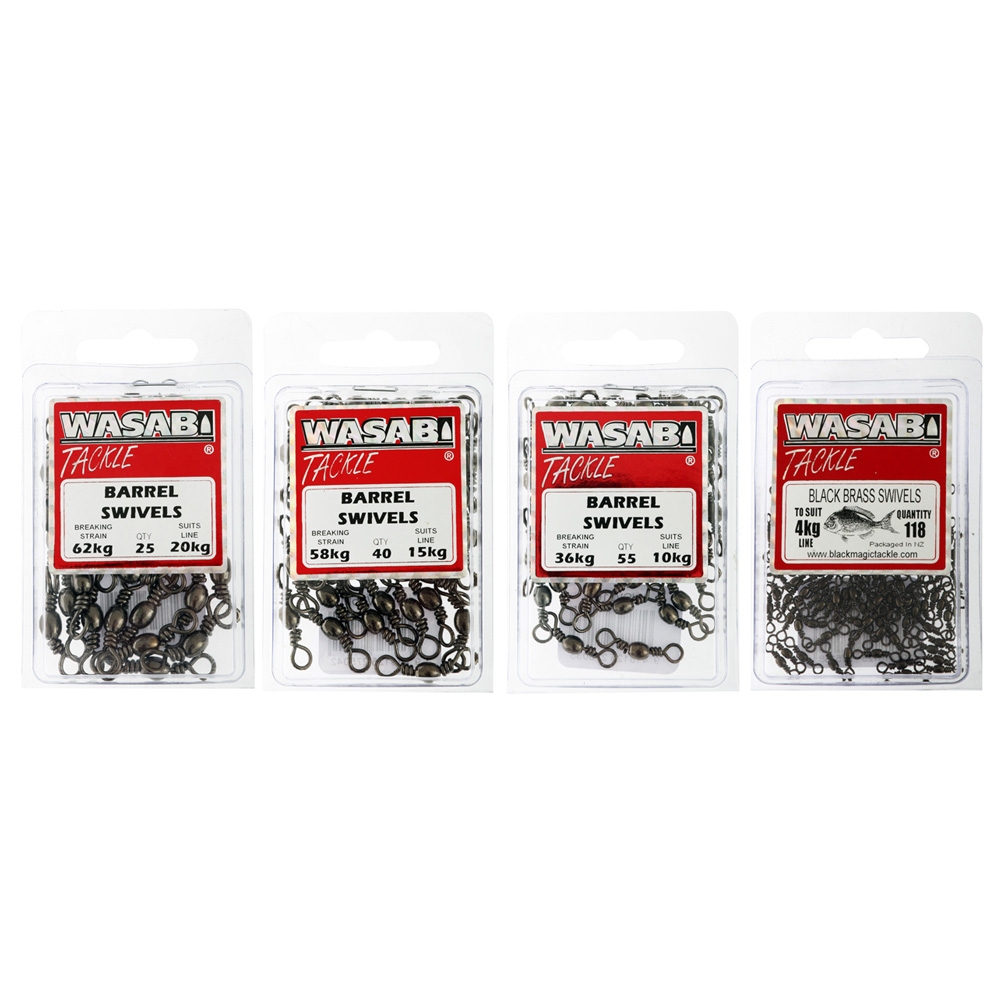 Wasabi Tackle Black Barrel Swivel Bulk Pack