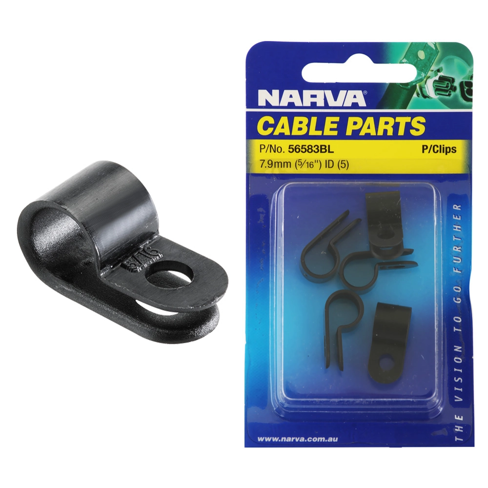 NARVA P Clip Cable Clamps 7.9mm Qty 5 NARVA P Clip Cable Clamps 7.9mm Qty 5